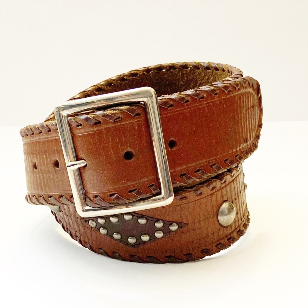Leather Belt w/ Studs and Turquoise Diamonds
